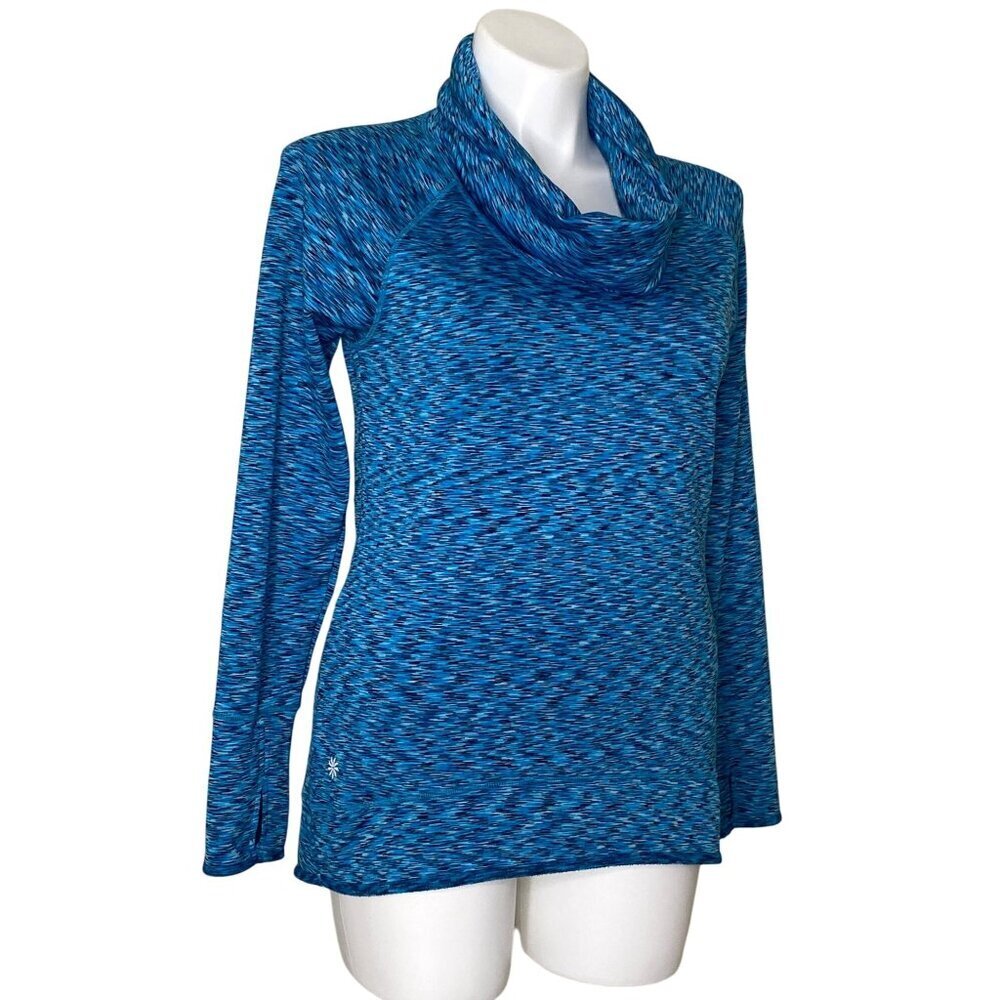 Athleta Space Dye Tranquility Fleece Pullove  Cowl Neck Top, Blue Women's Size L - Picture 3 of 10